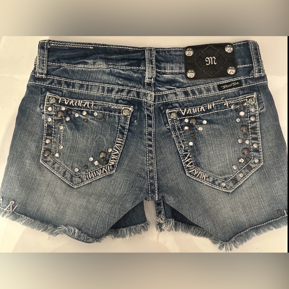 Miss Me Shorts 26 Denim Rhinestone Studs 26 X 4.5" JE5463H2 Embellished Y2K - Picture 2 of 4